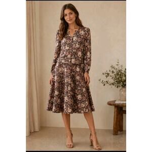 Vntg 2pc Skirt Set Floral Praire Boho Retro Secretary Coquette Feminine Size 12